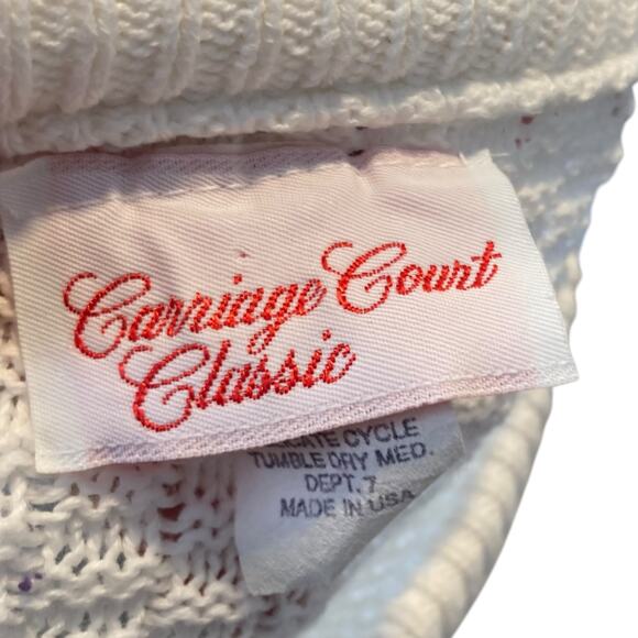 Vintage 80s Carriage Court Classic White Green Grecian Cotton Knit Top Sz Medium - Picture 6 of 16